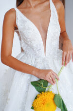 Princess ball gown wedding dress with deep V-neck and lace detailing, The Princess Cut Photo 02_