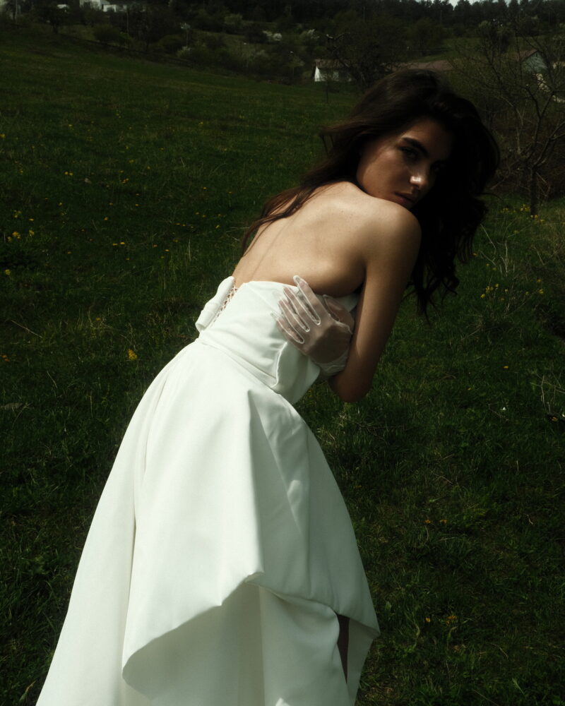 Short wedding dress taffeta satin Galogrea Goddess Undone Photo 2