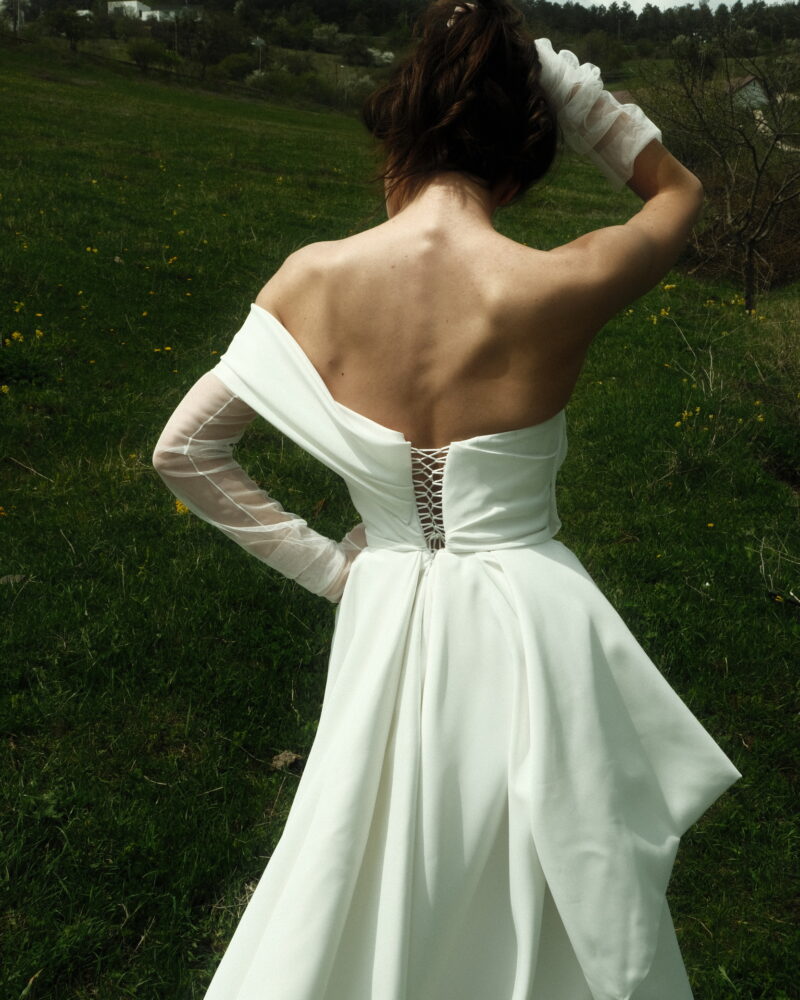 Short wedding dress taffeta satin Galogrea Goddess Undone Photo 4