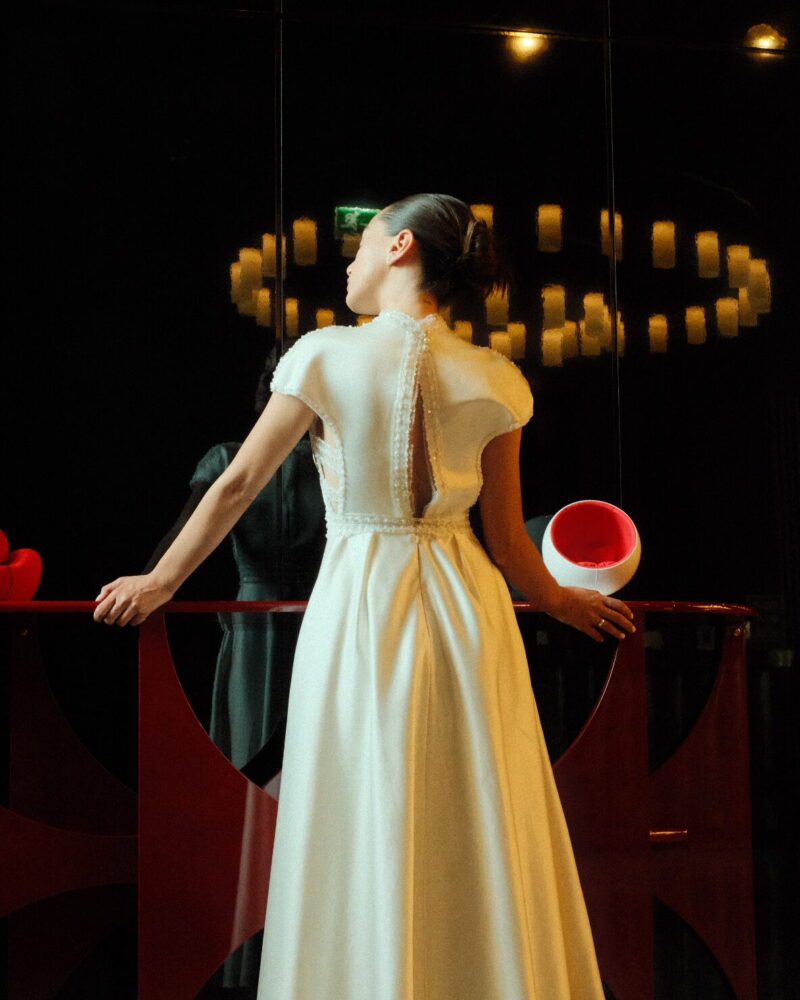 Silk wedding dress with beaded detailing, The Crown Jewel Photo 04