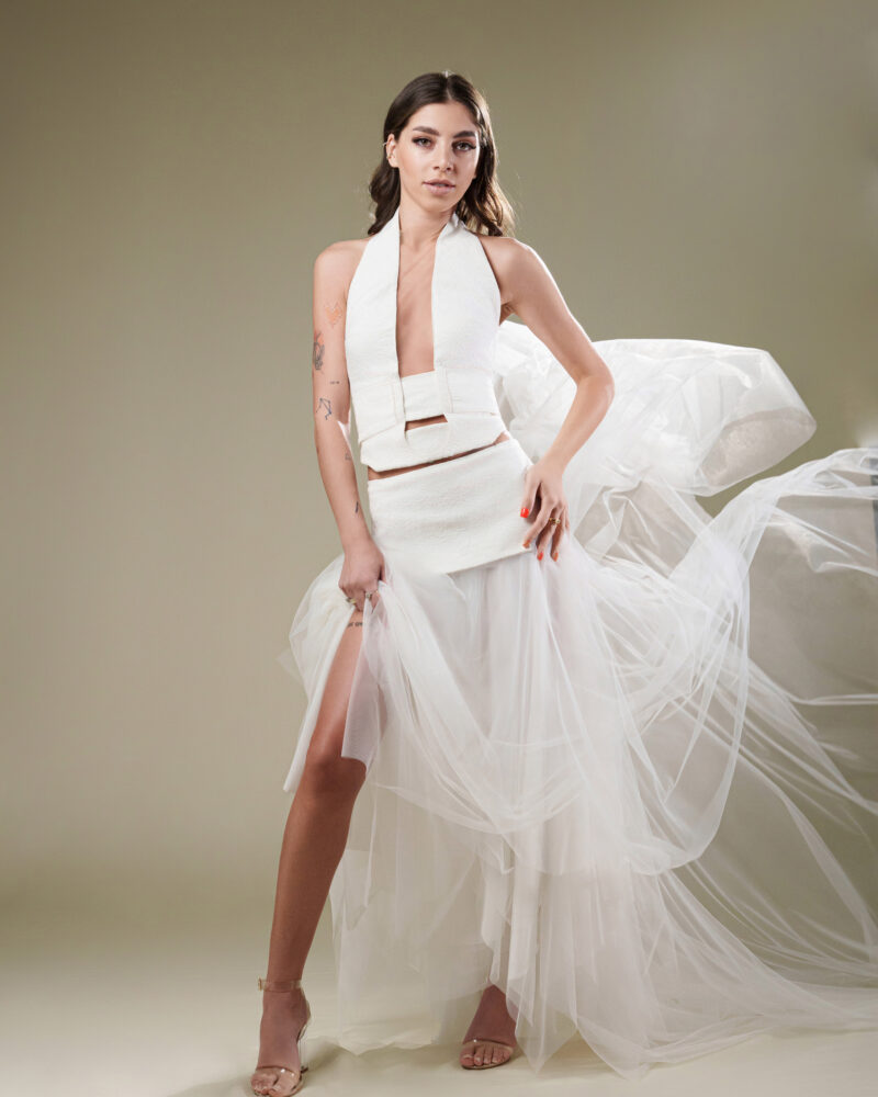 Simple strapless sleeveless modern wedding dress, The Unbridled Spirit by Galogrea, minimalist and alternative design Photo 01