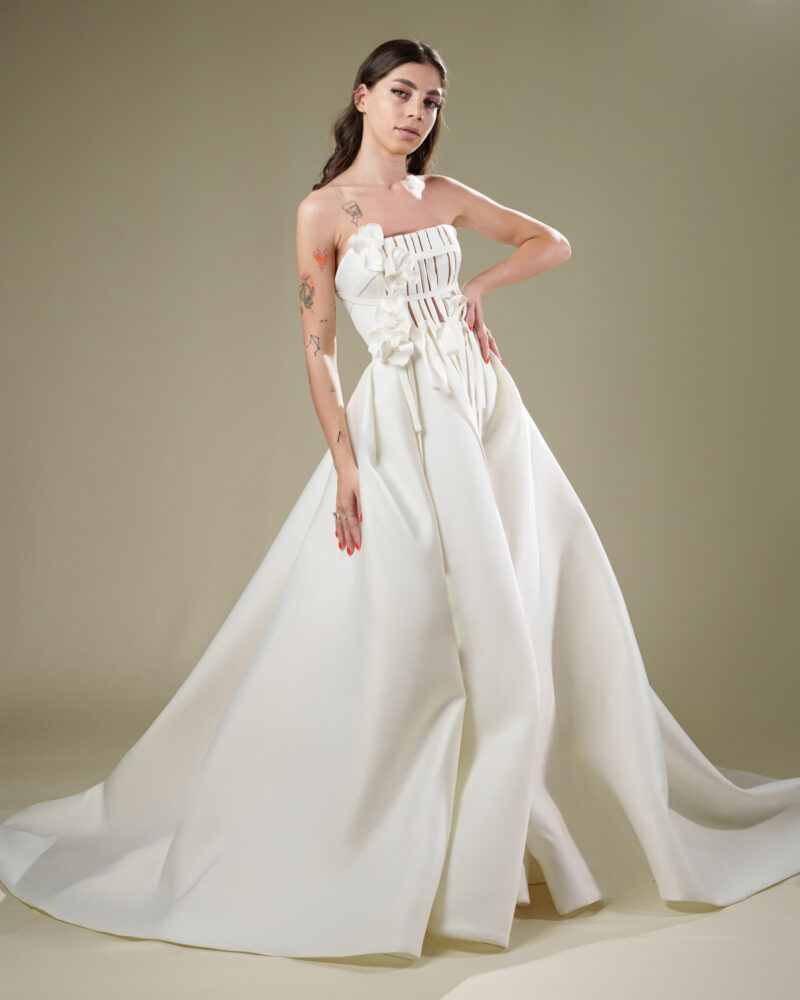 Wedding dress taffeta satin Pleated Strapless Galogrea The Forever Icon Photo 1