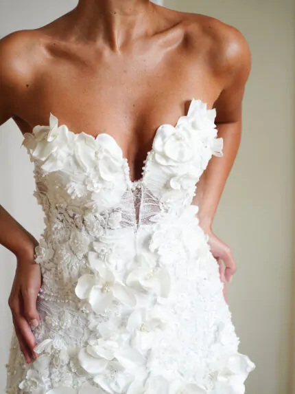 Strapless crystal wedding dress with floral details _ Regal Simplicity Photo 02